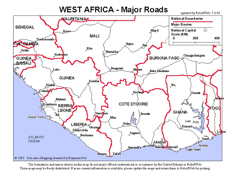 Simple map of West Africa